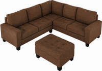 Christopher 5 Seater L Shape Fabric Sofa with Ottoman | Torque India Premium Corner Sofa