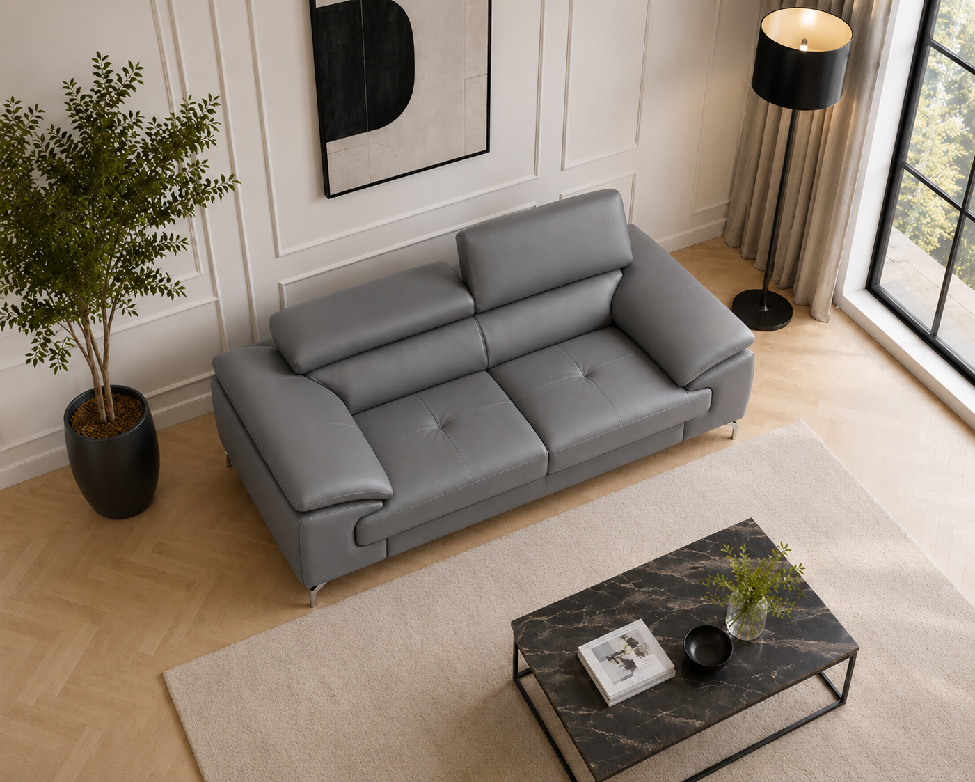 Renzo Leatherette Sofa For Living Room