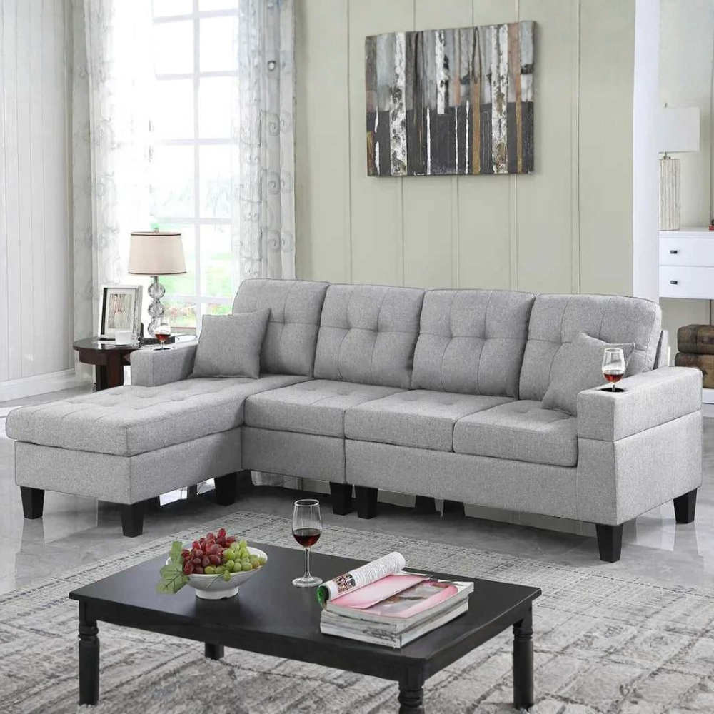 Madelyn 6 Seater Interchangeable L Shape Fabric Sofa For Living Room | Bedroom | Office