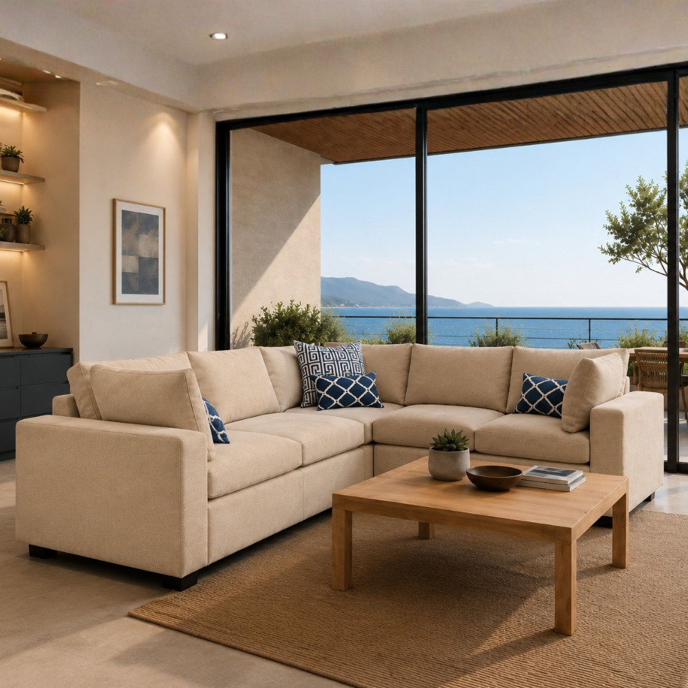 Alston Fabric L Shape 5 Seater Corner Sofa | Modern Living Room Sofa