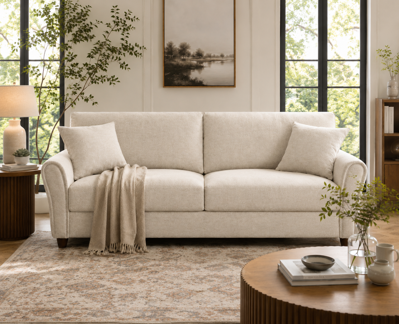 Penny 3 Seater Fabric Sofa – Modern Wooden Frame Living Room Couch