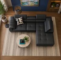 Crasio 5 Seater L Shape Leatherette Sofa for Living Room | Modern Corner Sectional Sofa with Chaise Lounge