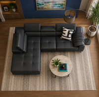 Crasio 5 Seater L Shape Leatherette Sofa for Living Room | Modern Corner Sectional Sofa with Chaise Lounge