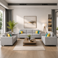 Carelino 3+2+1 Seater Fabric Sofa Set for Living Room | Modern Upholstered Sofa Set
