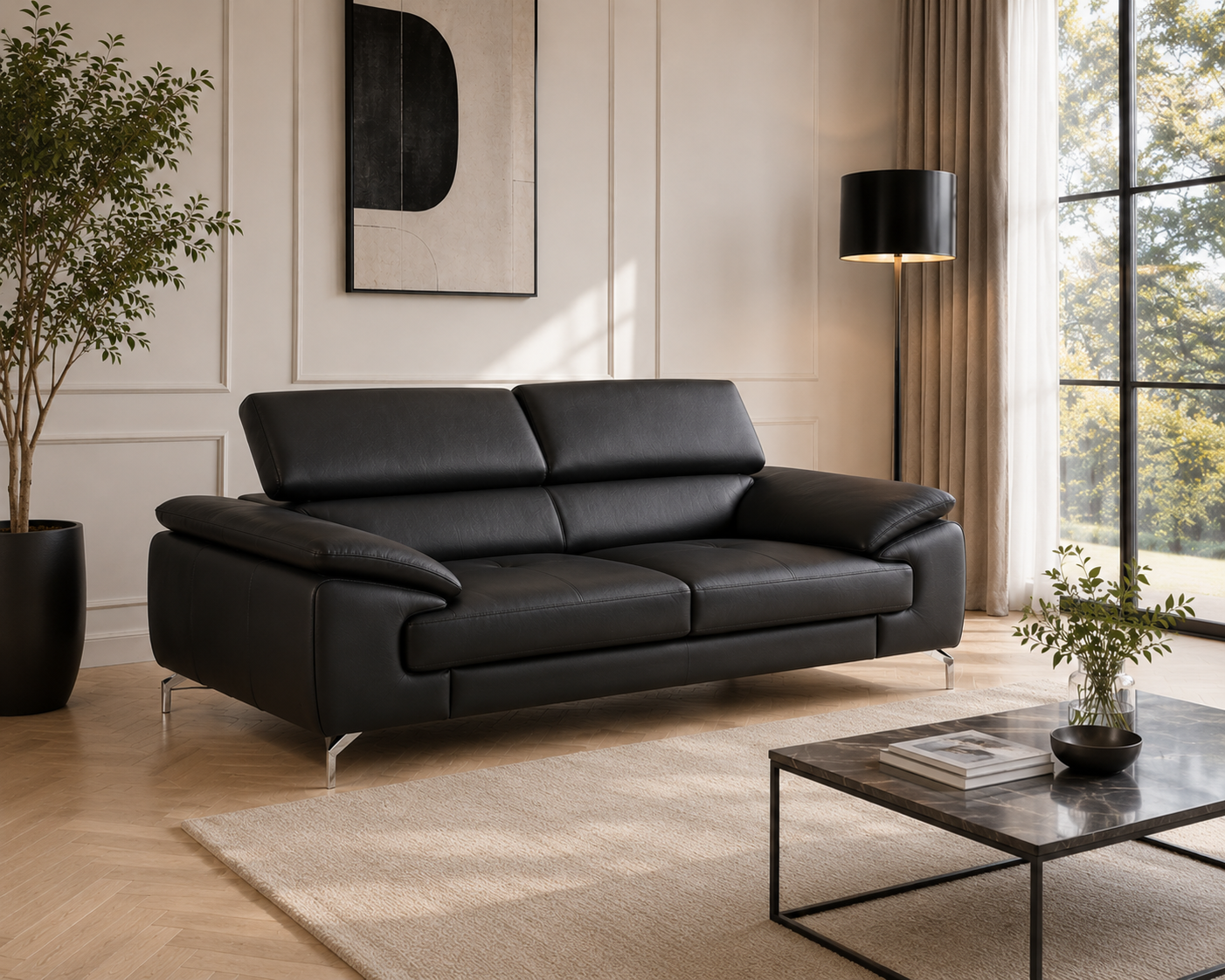 Renzo Leatherette Sofa For Living Room