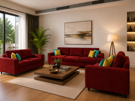 Carelino 3+2+1 Seater Fabric Sofa Set for Living Room | Modern Upholstered Sofa Set