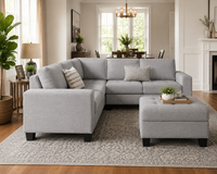 Christopher 5 Seater L Shape Fabric Sofa with Ottoman | Torque India Premium Corner Sofa