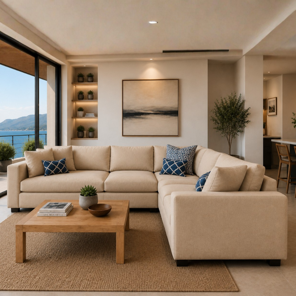 Alston Fabric L Shape 5 Seater Corner Sofa | Modern Living Room Sofa