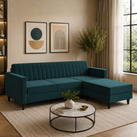 Sovana 4 Seater L-Shape Sofa with Ottoman – Modern Fabric Sectional for Living Room