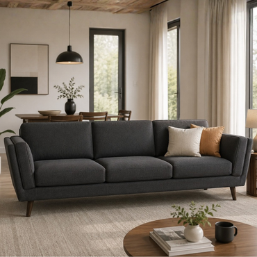 Saffron 3 Seater Premium Fabric Sofa for Living Room | Modern Upholstered Couch with Cushioned Seating