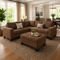 Christopher 5 Seater L Shape Fabric Sofa with Ottoman | Torque India Premium Corner Sofa