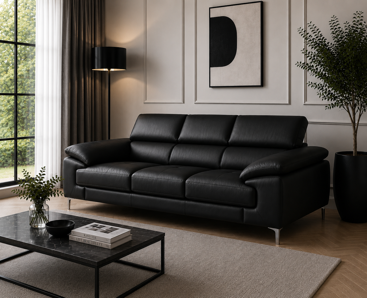 Renzo Leatherette Sofa For Living Room