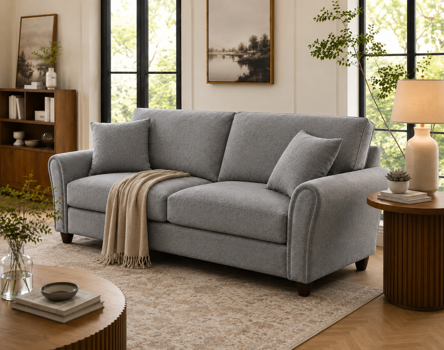 Penny 3 Seater Fabric Sofa – Modern Wooden Frame Living Room Couch
