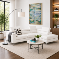 Crasio 5 Seater L Shape Leatherette Sofa for Living Room | Modern Corner Sectional Sofa with Chaise Lounge