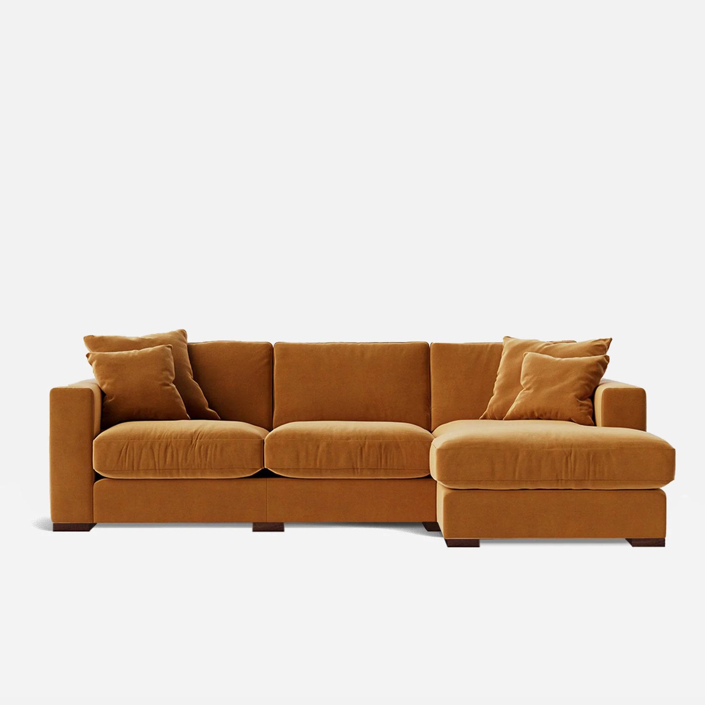 Elvora L Shape 4 Seater Fabric Sofa Set – Modern Orange Corner Sofa for Living Room
