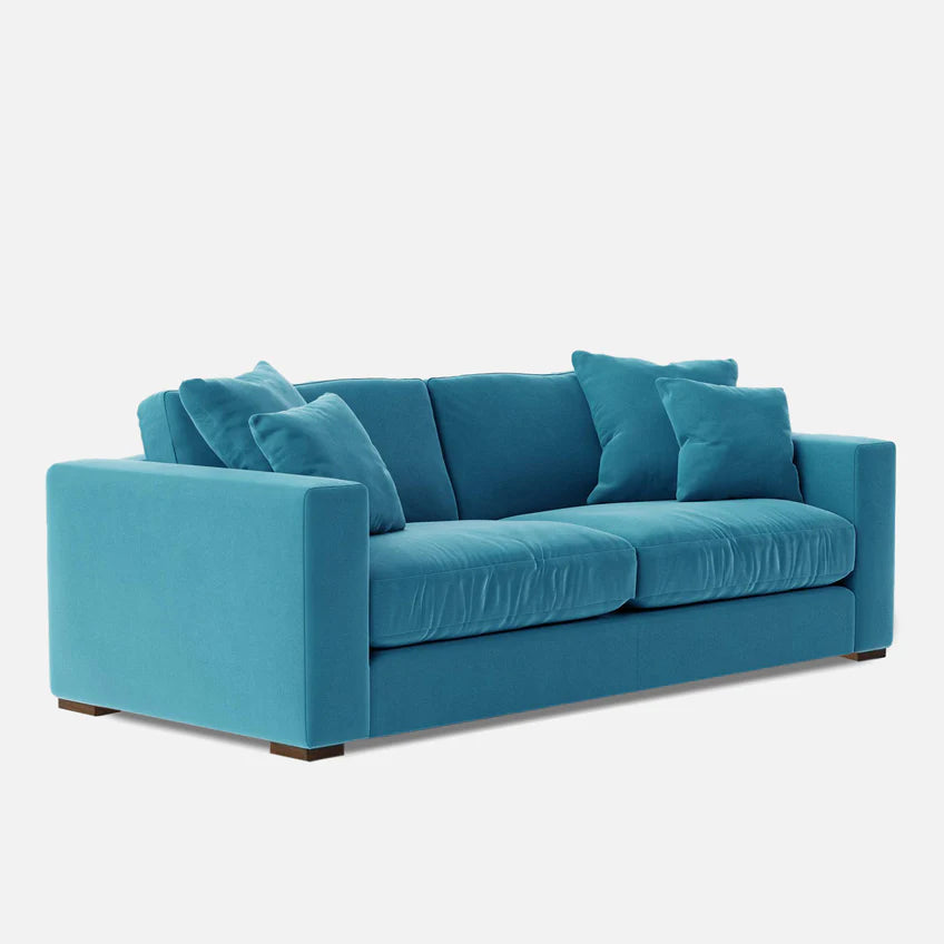 Zen Modern 3-Seater Sofa – Premium Blue Fabric Couch for Living Room