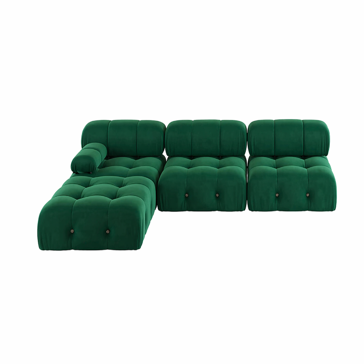 Evoria Modern L-Shape 4 Seater Sofa Set – Designer Tufted Sectional