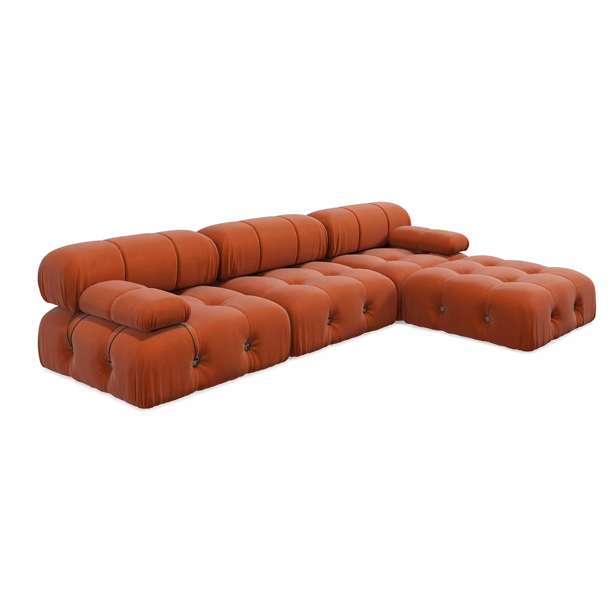 Evoria Modern L-Shape 4 Seater Sofa Set – Designer Tufted Sectional