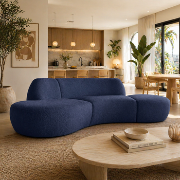 Zenith Modern Curved Modular Sofa – Plush Navy Blue Statement Couch