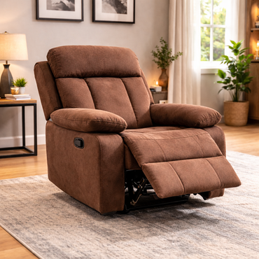 Luxora Velvet Fabric Manual Recliner Sofa, 1 Seater Recliner Chair with Adjustable Backrest & Footrest, Living Room Sofa