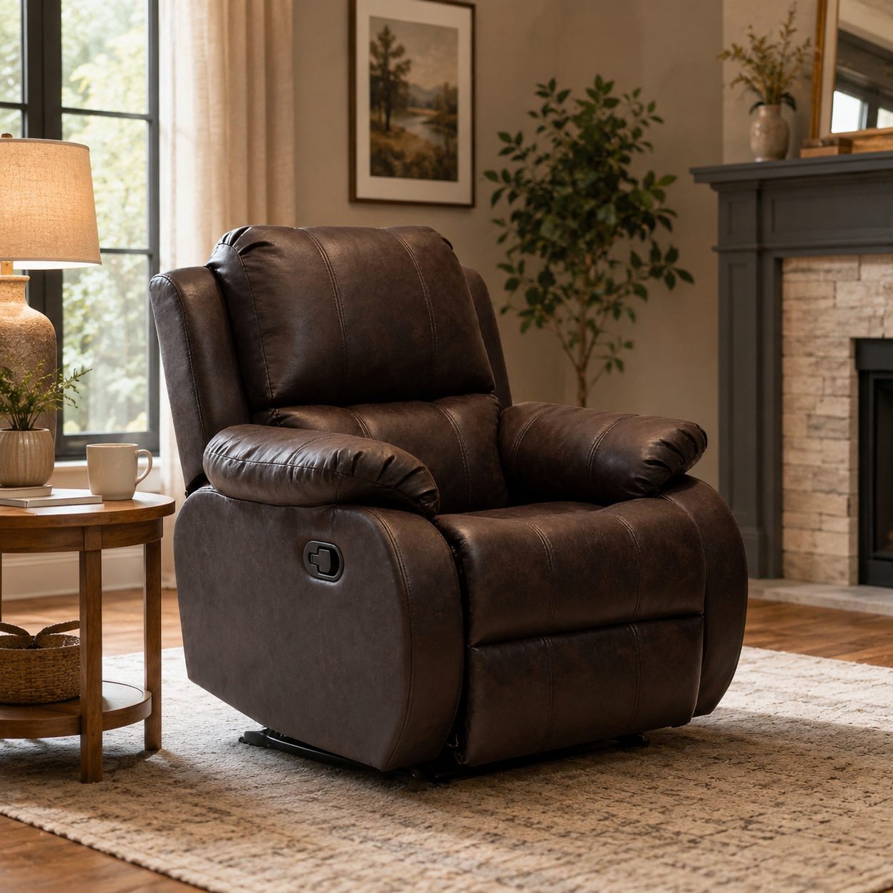 Denver 1 Seater Manual Recliner Chair – Luxury Leatherette Single Seater Recliner for Living Room
