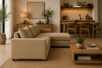 Zenora L Shape Fabric 5 Seater Sofa Set – Modern Corner Sofa for Contemporary Living Room