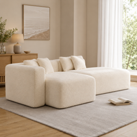 Aurelle Curved 4 seater Sofa Set – Modern Luxury Cream Fabric Sofa for Living Room