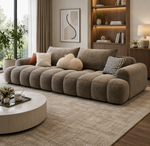 Zenvaro 4 Seater Premium Curved Sofa for Living Room | Modern Luxury Fabric Couch