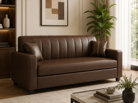 Vence 3+1+1 Leatherette Sofa Set for Living Room | Premium Brown Luxury Sofa Set