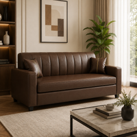 Vence 3+1+1 Leatherette Sofa Set for Living Room | Premium Brown Luxury Sofa Set