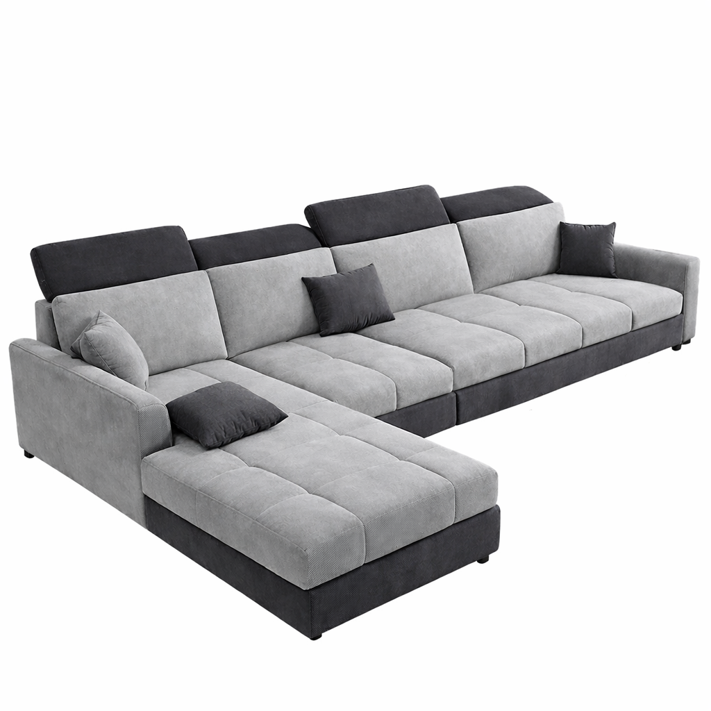 Modern 5 Seater Sofa Set for Living Room | Premium Fabric Sofa with Wooden Frame