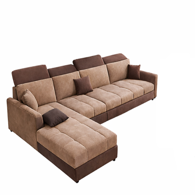 Modern 5 Seater Sofa Set for Living Room | Premium Fabric Sofa with Wooden Frame