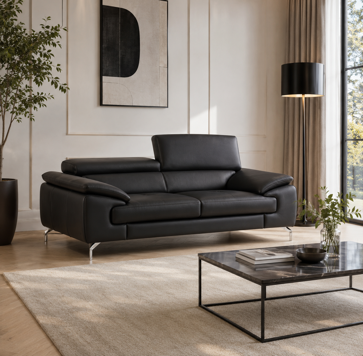 Renzo Leatherette Sofa For Living Room