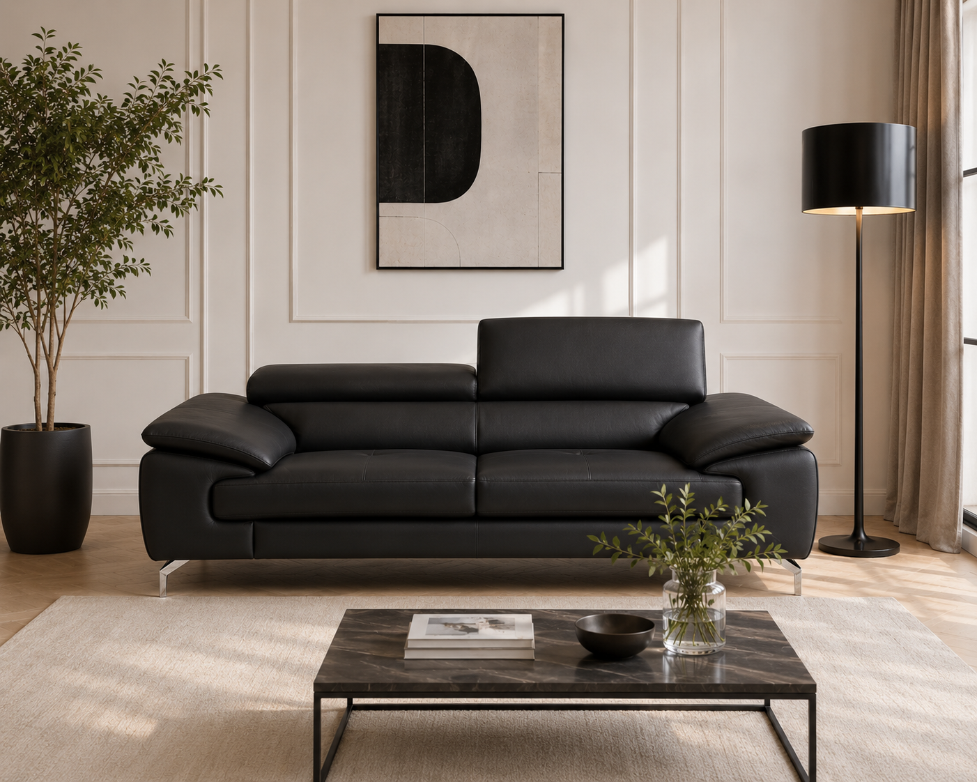 Renzo Leatherette Sofa For Living Room