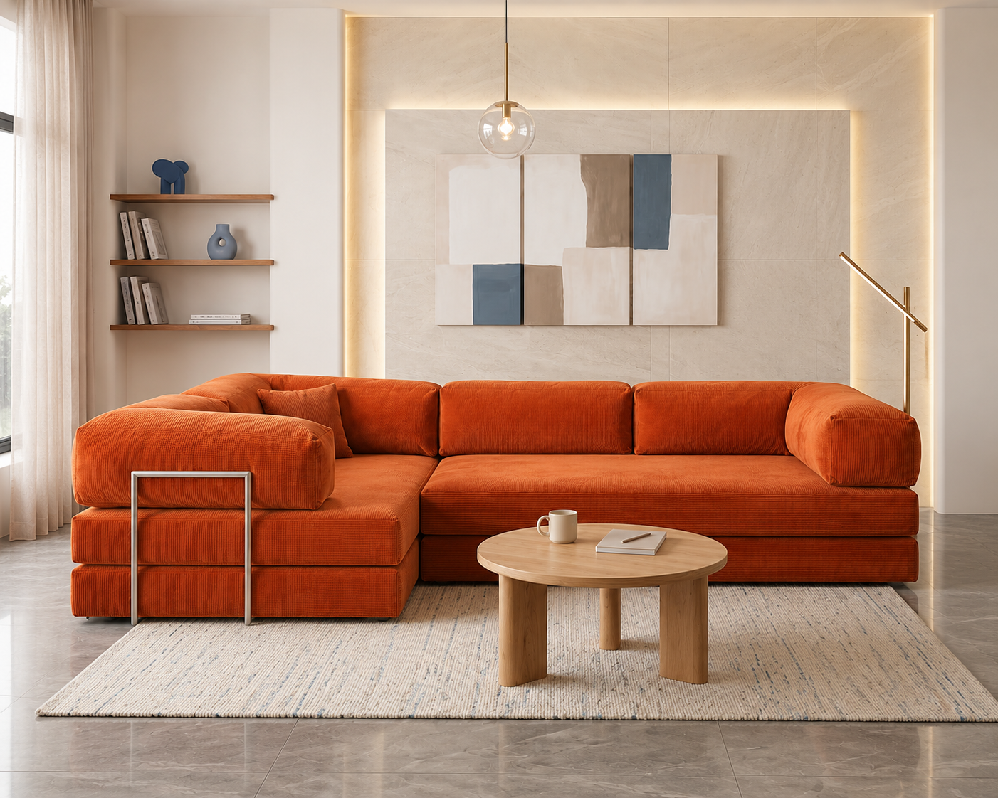 Vegas Modern Sofa Cum Bed with Premium Lounge Comfort – Luxury Convertible Fabric Sofa