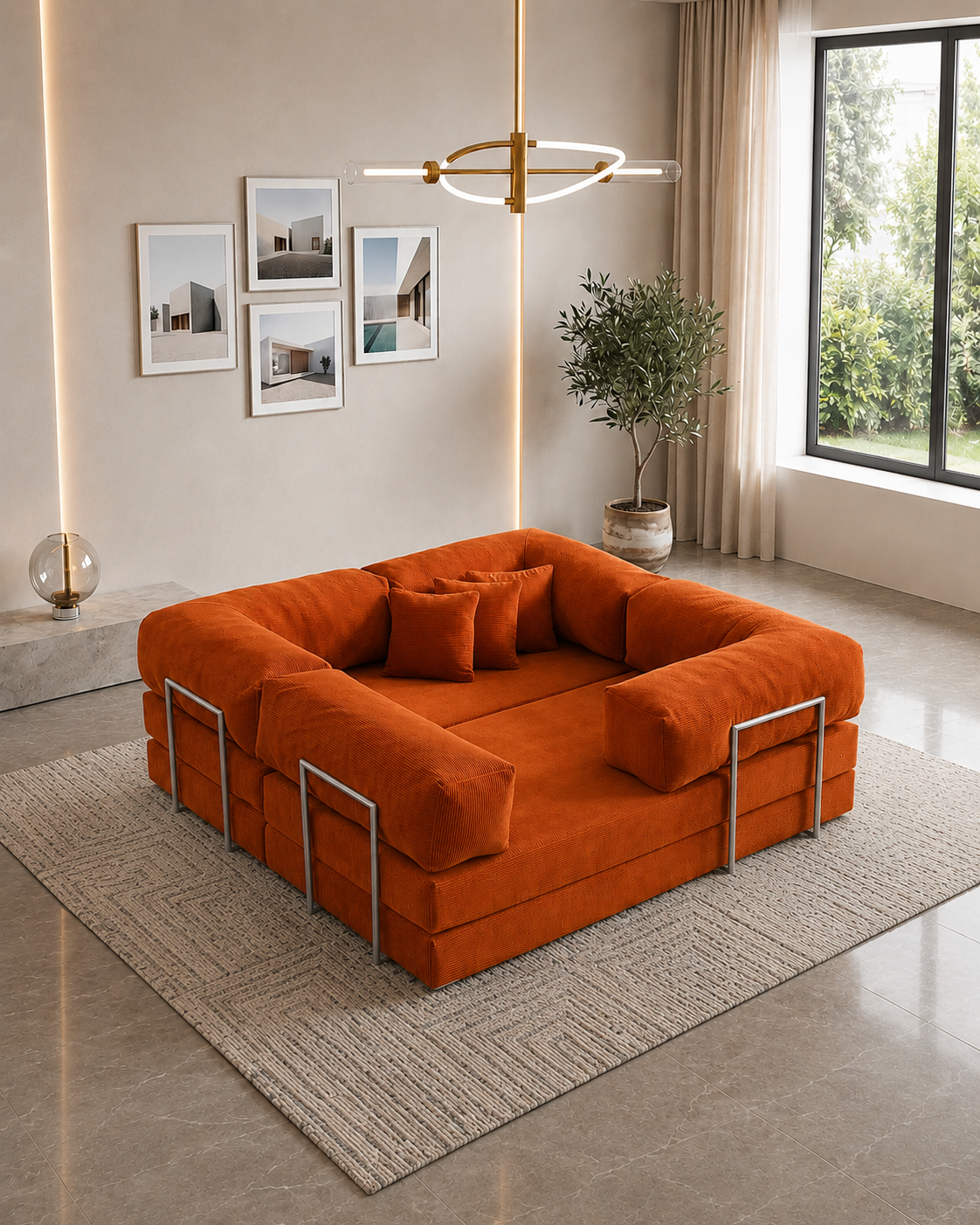 Vegas Modern Sofa Cum Bed with Premium Lounge Comfort – Luxury Convertible Fabric Sofa