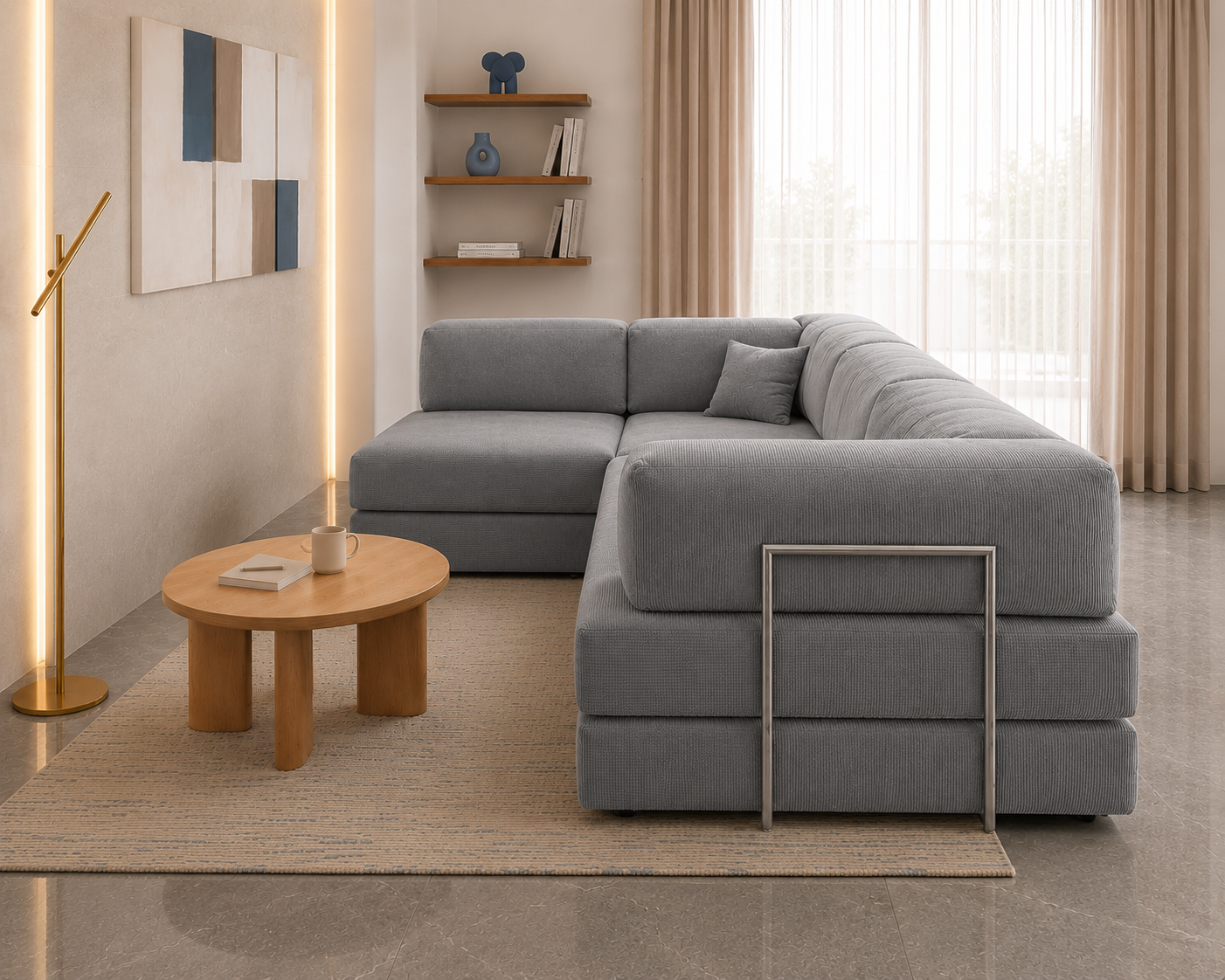 Vegas Modern Sofa Cum Bed with Premium Lounge Comfort – Luxury Convertible Fabric Sofa