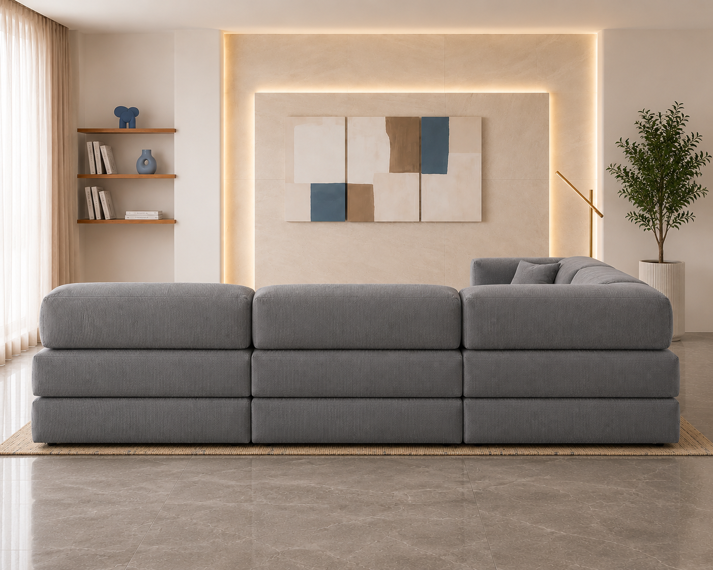 Vegas Modern Sofa Cum Bed with Premium Lounge Comfort – Luxury Convertible Fabric Sofa