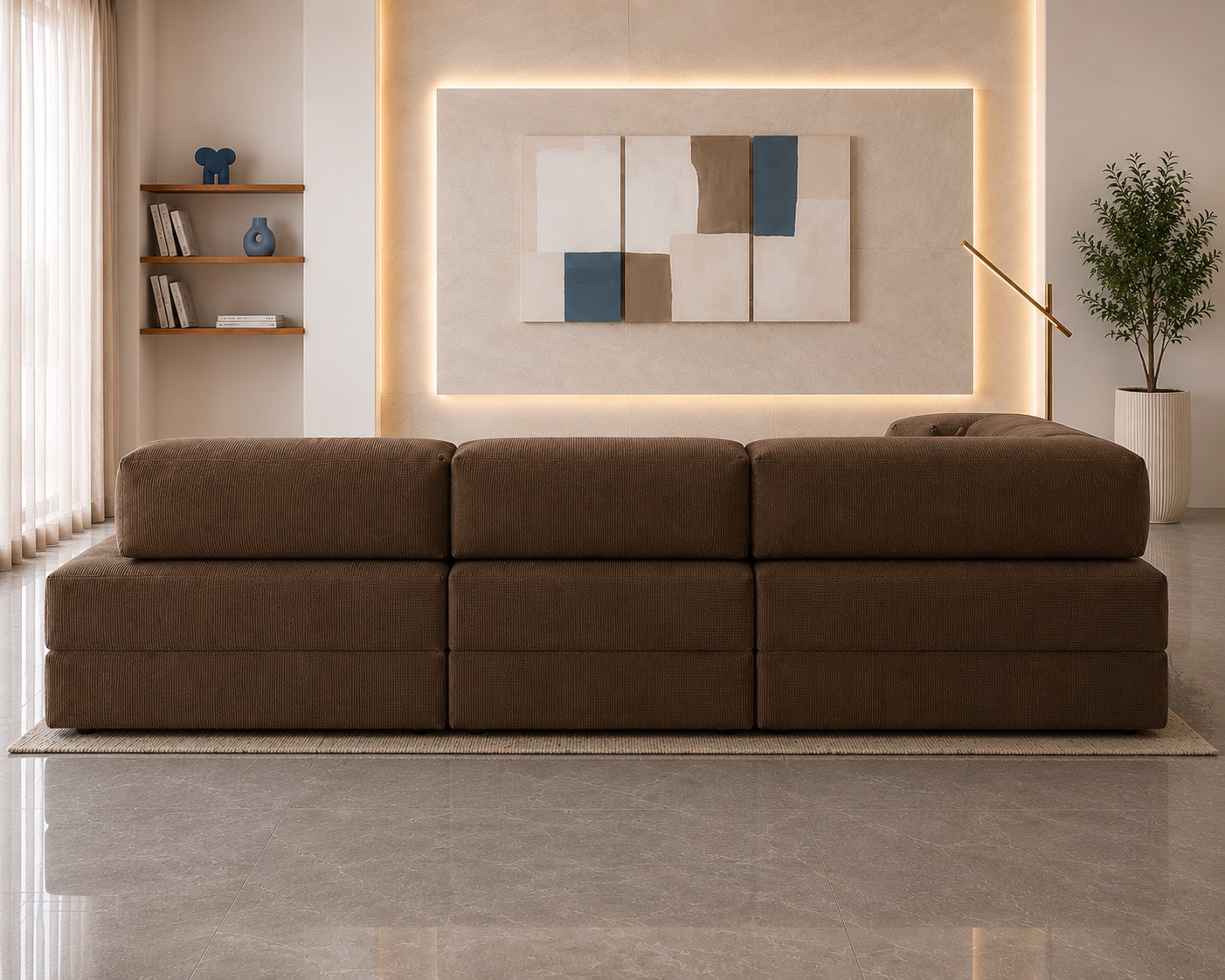 Vegas Modern Sofa Cum Bed with Premium Lounge Comfort – Luxury Convertible Fabric Sofa