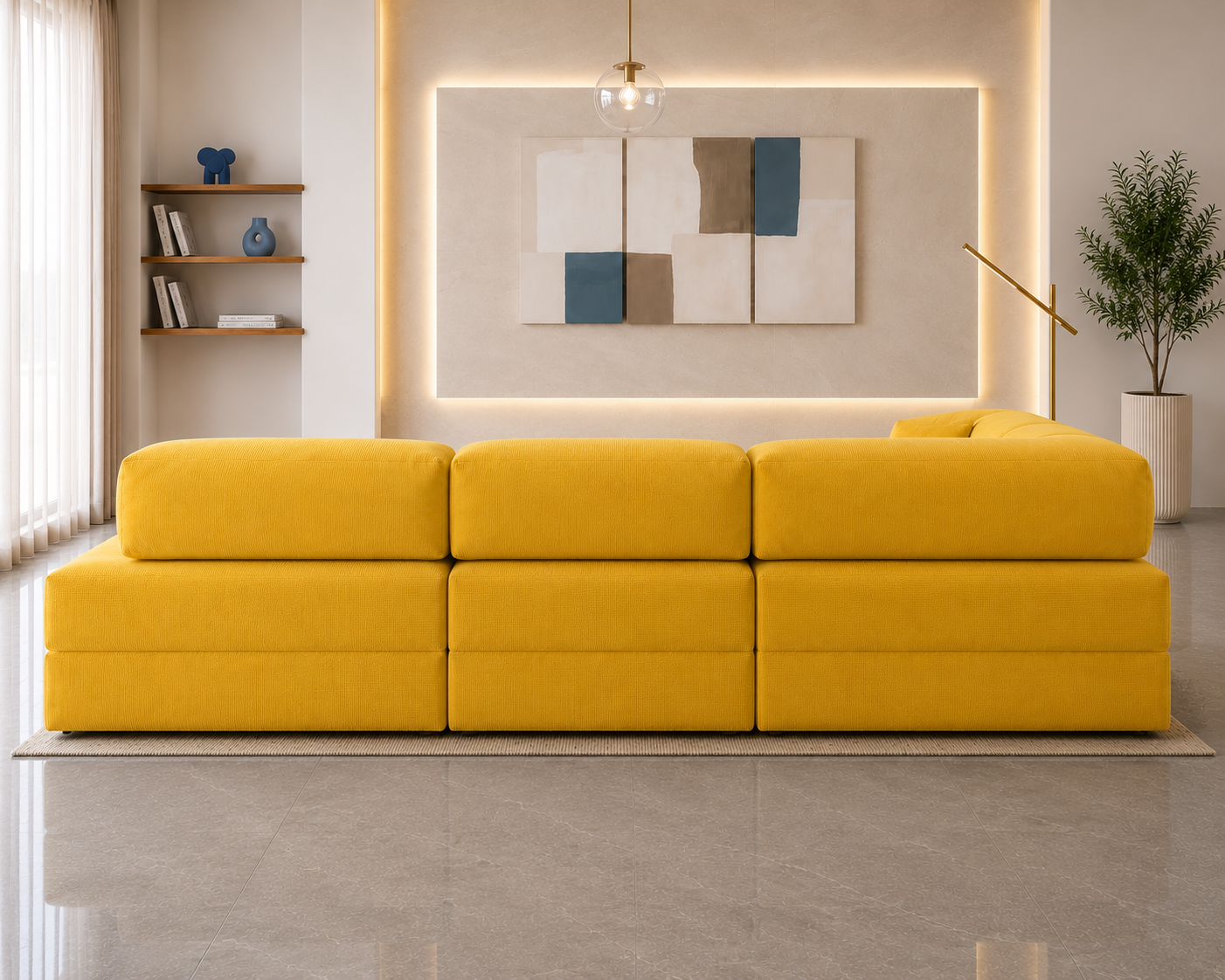 Vegas Modern Sofa Cum Bed with Premium Lounge Comfort – Luxury Convertible Fabric Sofa