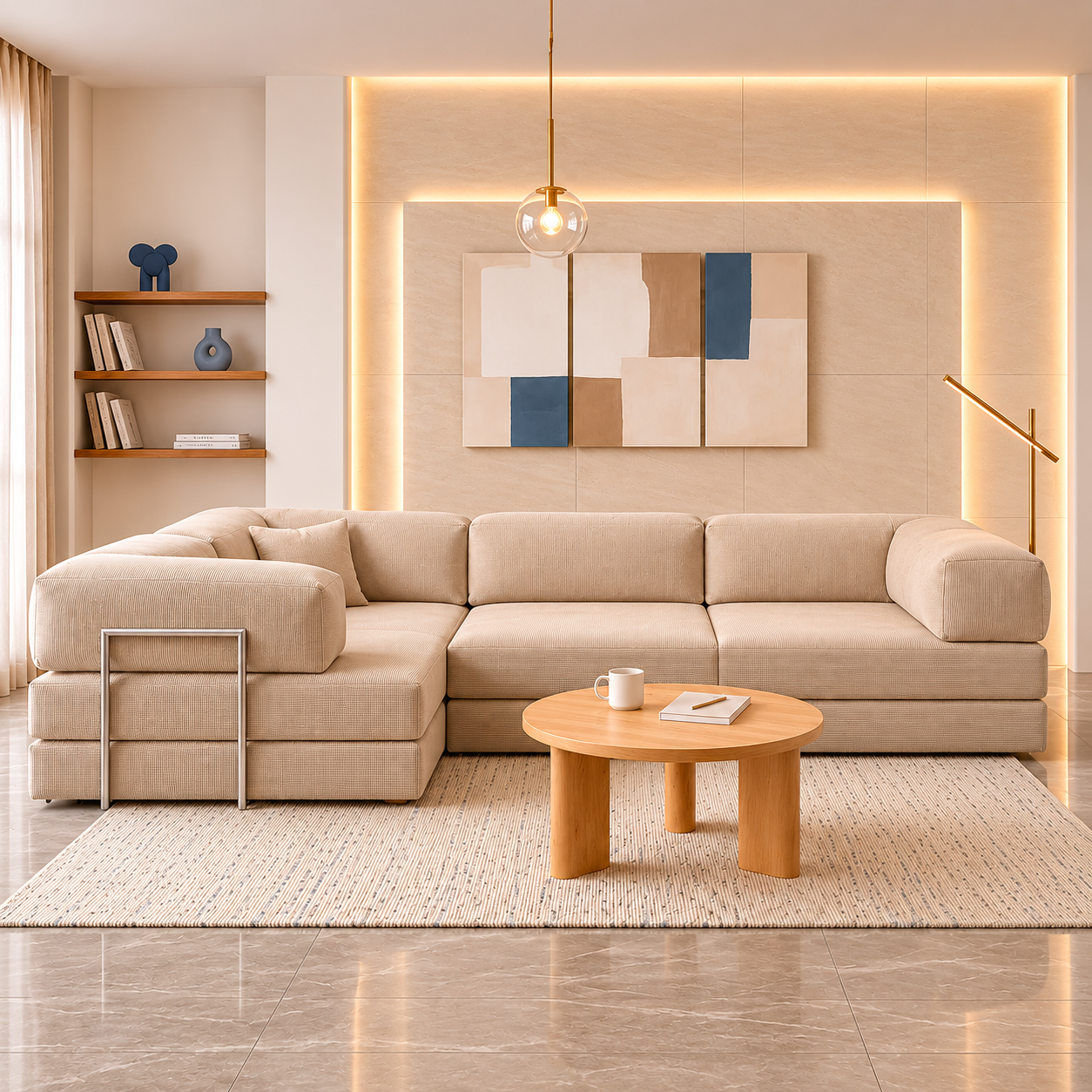 Vegas Modern Sofa Cum Bed with Premium Lounge Comfort – Luxury Convertible Fabric Sofa