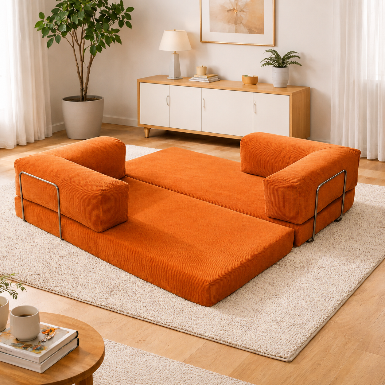 Vegas Modern Sofa Cum Bed with Premium Lounge Comfort – Luxury Convertible Fabric Sofa