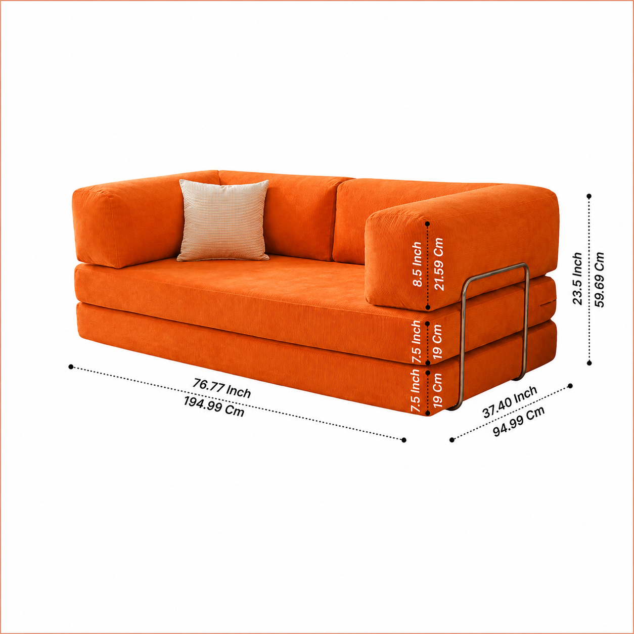 Vegas Modern Sofa Cum Bed with Premium Lounge Comfort – Luxury Convertible Fabric Sofa