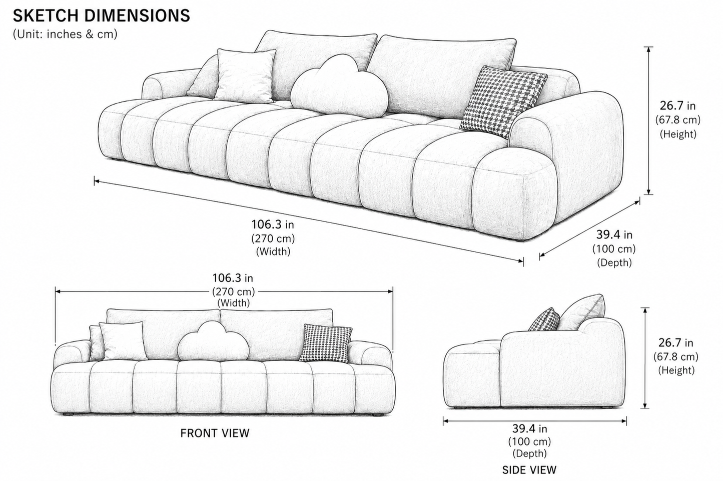 Zenvaro 4 Seater Premium Curved Sofa for Living Room | Modern Luxury Fabric Couch