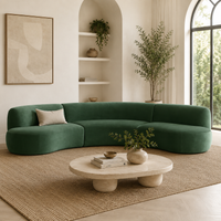 Lorenz 4 Seater Curved Sofa – Modern Velvet Fabric Couch for Living Room