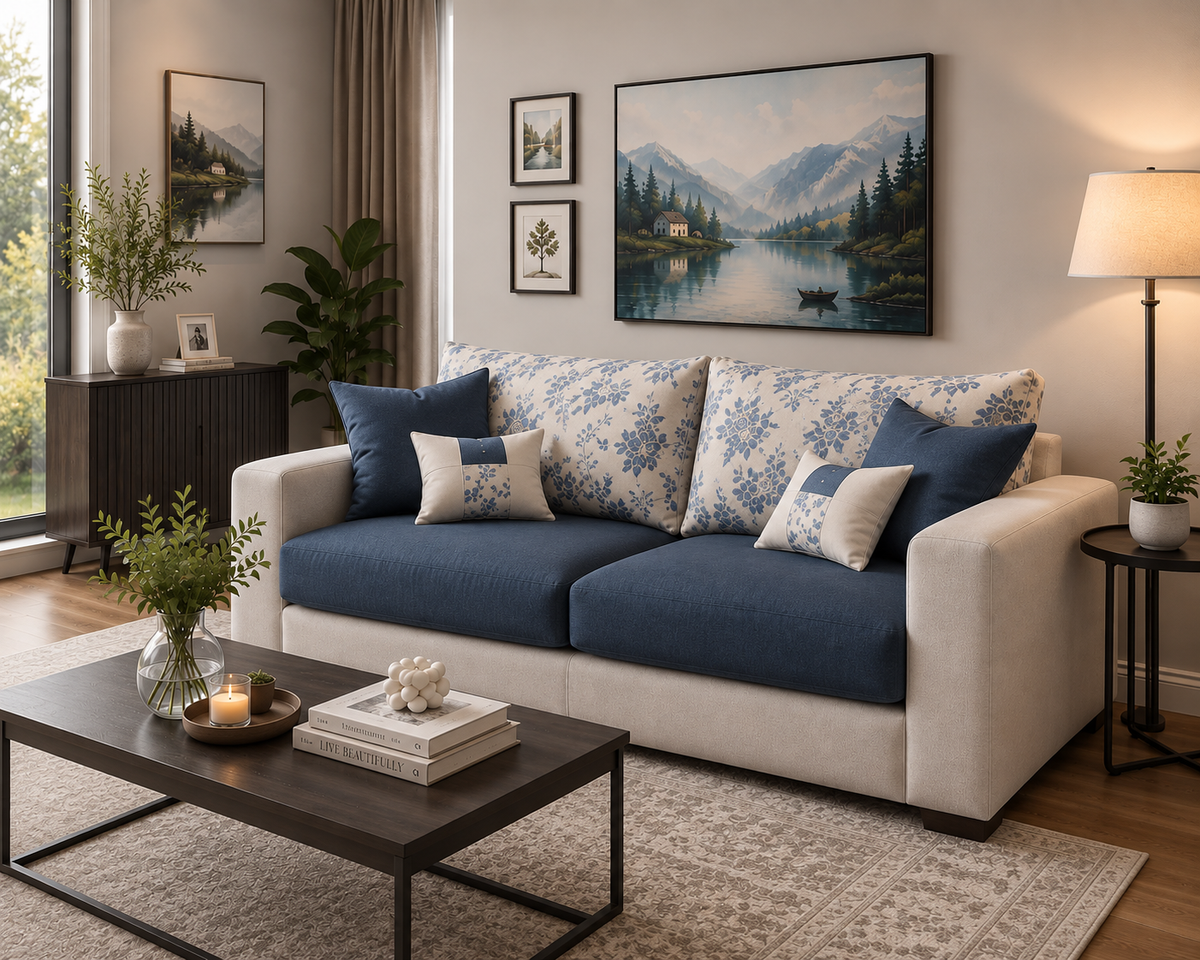 Wayland Modern Living Room Fabric Sofa | Luxury Comfortable Designer Sofa Set