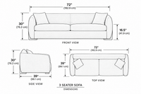 Vanissa 3 Seater SofaModern Upholstered Fabric Couch for Living Room Comfort