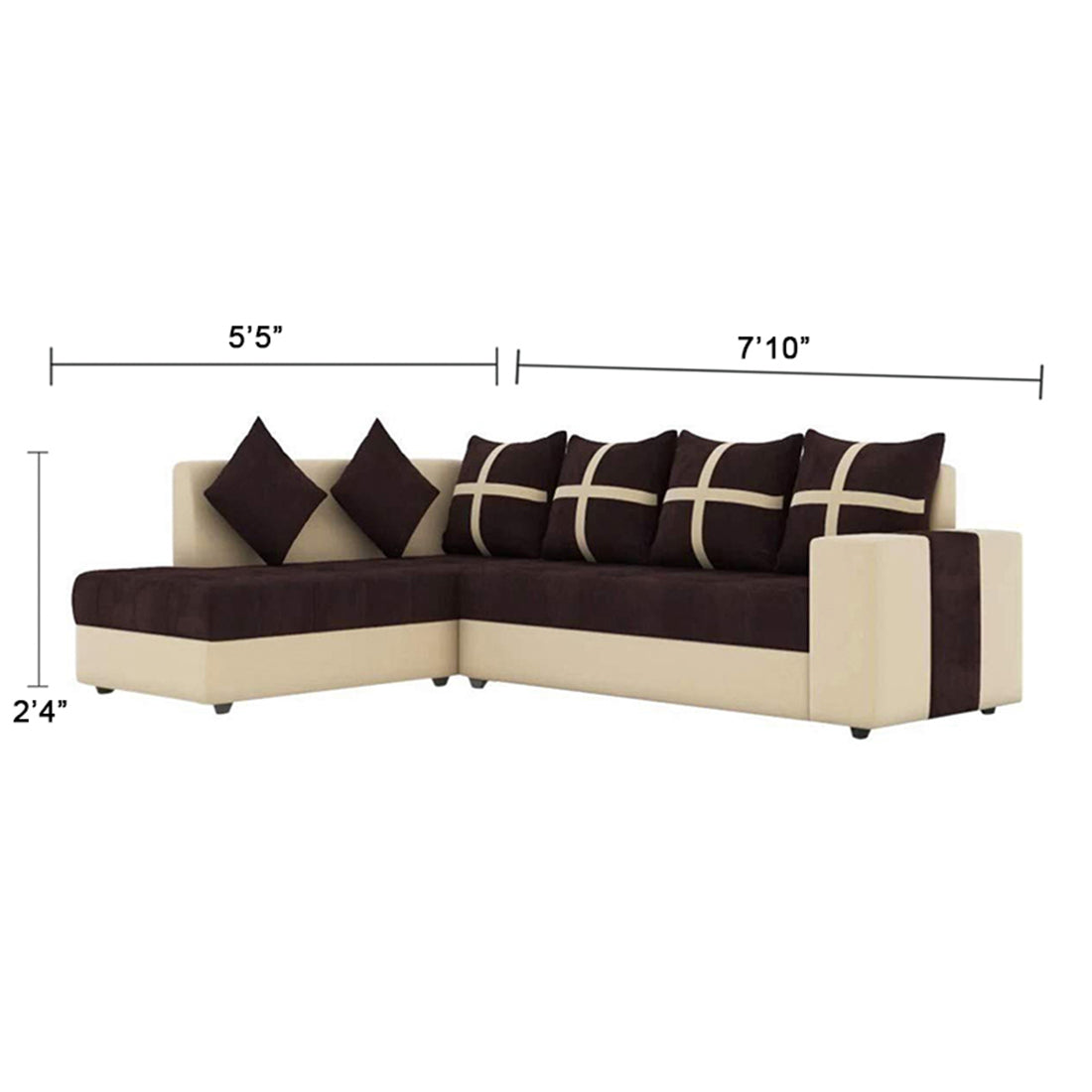 Jamestown L Shape Fabric Sofa Set For Living Room