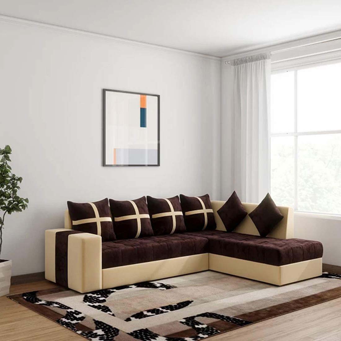 Jamestown L Shape Fabric Sofa Set For Living Room