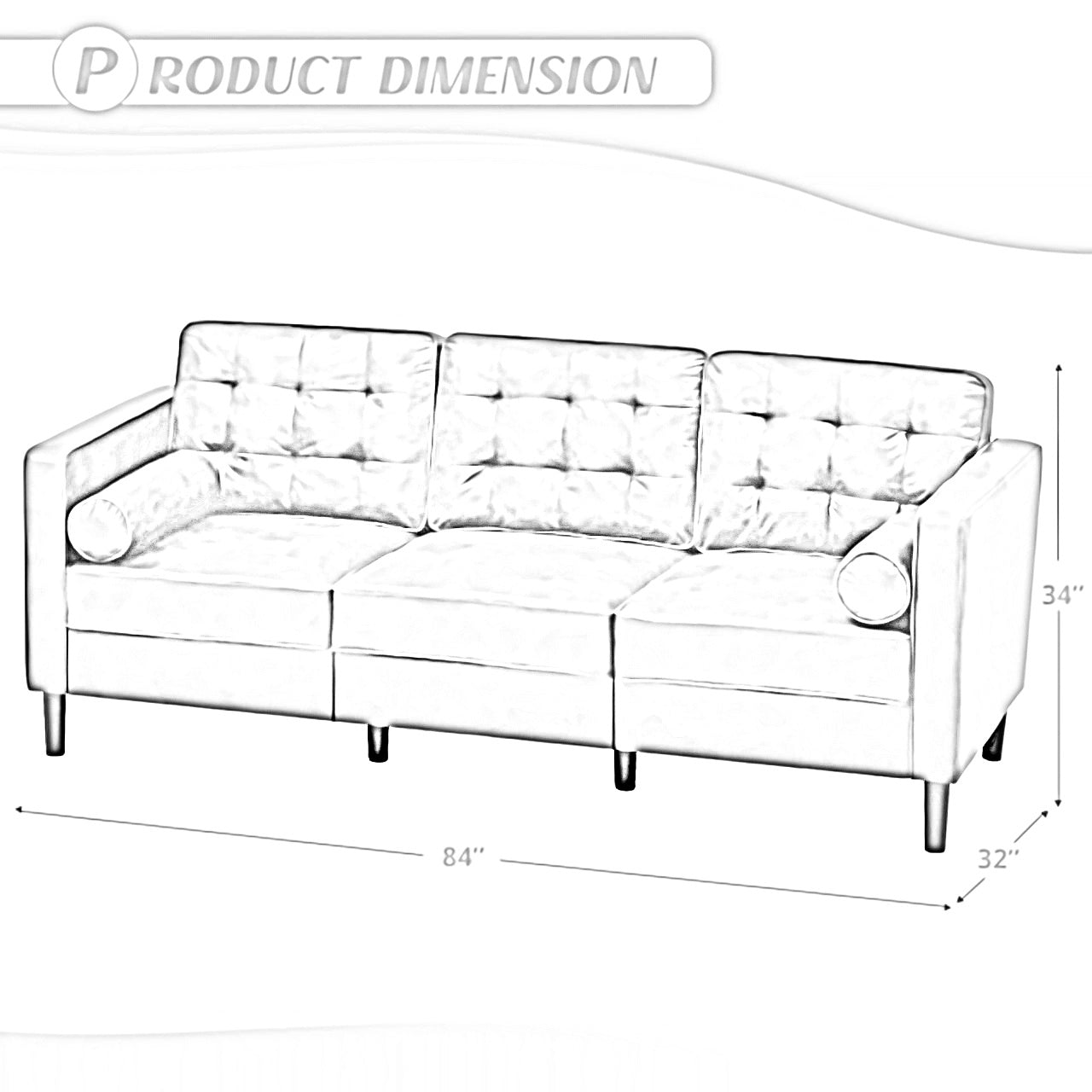 Drinel Leatherette Sofa for Living Room